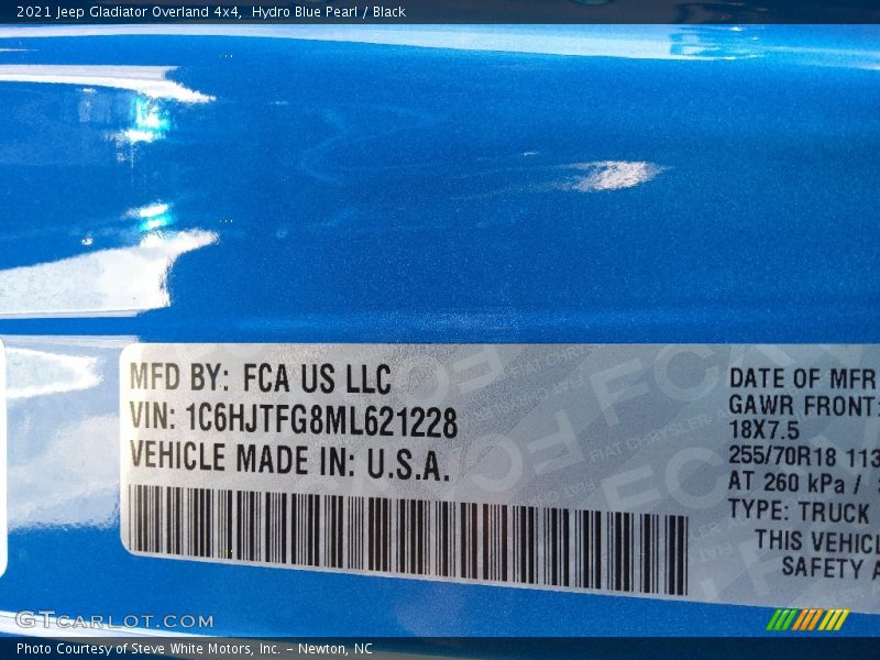 Hydro Blue Pearl / Black 2021 Jeep Gladiator Overland 4x4