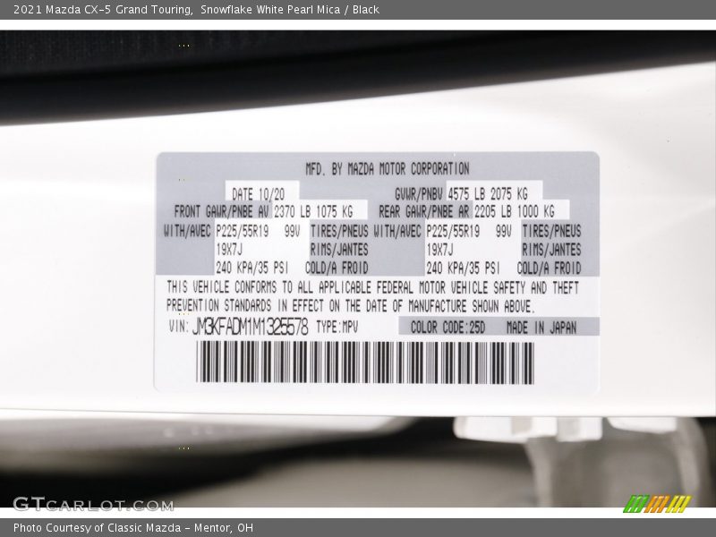 Snowflake White Pearl Mica / Black 2021 Mazda CX-5 Grand Touring