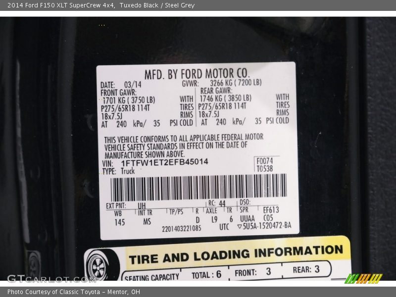 Tuxedo Black / Steel Grey 2014 Ford F150 XLT SuperCrew 4x4