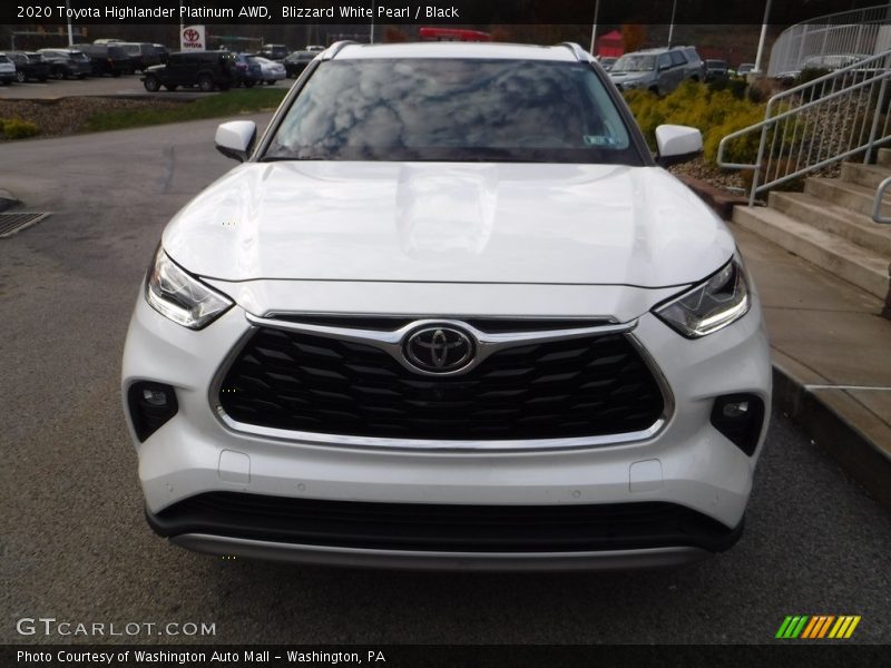 Blizzard White Pearl / Black 2020 Toyota Highlander Platinum AWD