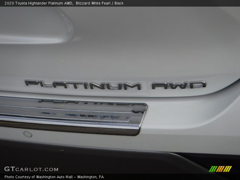 Blizzard White Pearl / Black 2020 Toyota Highlander Platinum AWD