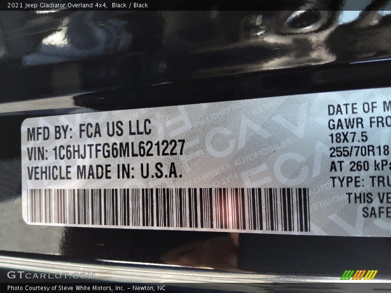 Black / Black 2021 Jeep Gladiator Overland 4x4