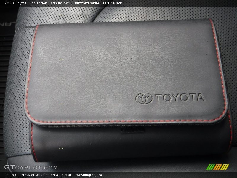 Blizzard White Pearl / Black 2020 Toyota Highlander Platinum AWD