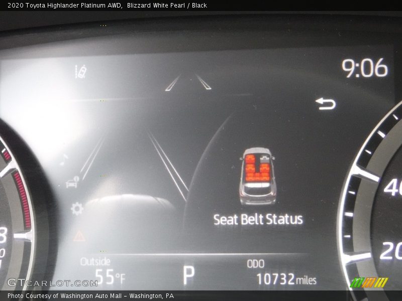Blizzard White Pearl / Black 2020 Toyota Highlander Platinum AWD