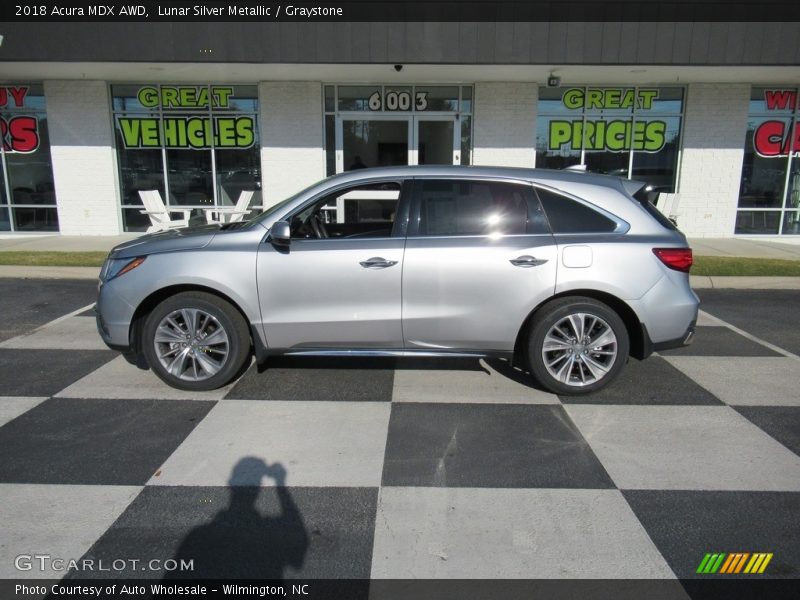 Lunar Silver Metallic / Graystone 2018 Acura MDX AWD