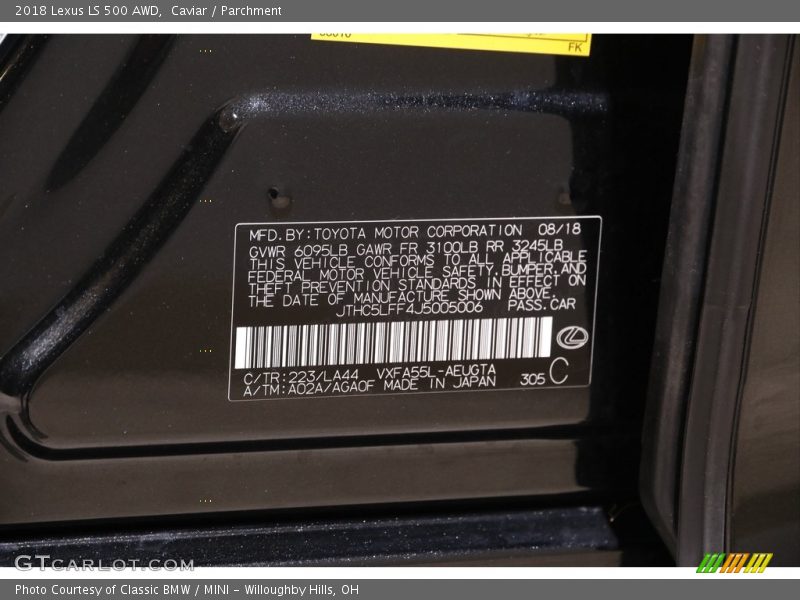 2018 LS 500 AWD Caviar Color Code 223