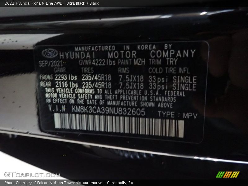 Ultra Black / Black 2022 Hyundai Kona N Line AWD
