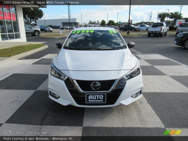 Aspen White Tricoat / Charcoal 2020 Nissan Versa SR