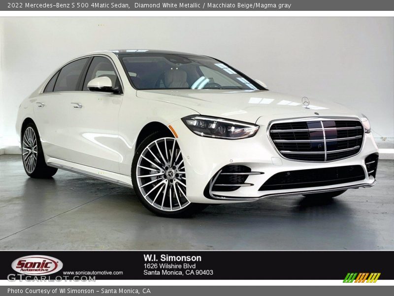 Diamond White Metallic / Macchiato Beige/Magma gray 2022 Mercedes-Benz S 500 4Matic Sedan