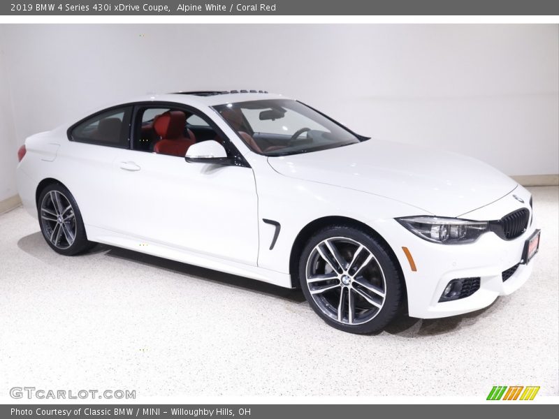 Alpine White / Coral Red 2019 BMW 4 Series 430i xDrive Coupe