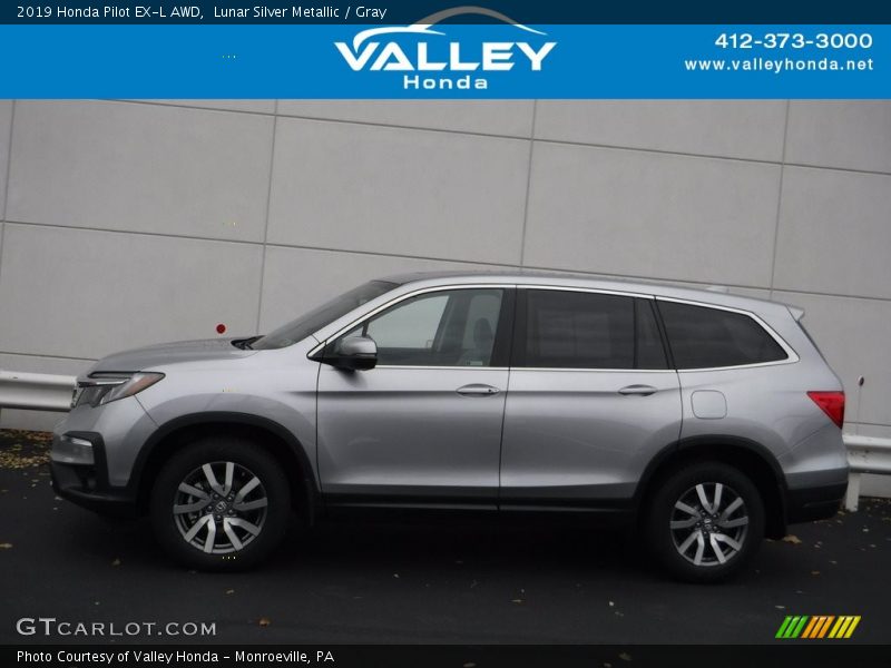 Lunar Silver Metallic / Gray 2019 Honda Pilot EX-L AWD