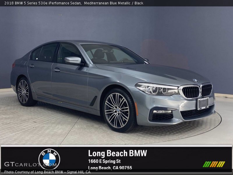Mediterranean Blue Metallic / Black 2018 BMW 5 Series 530e iPerfomance Sedan