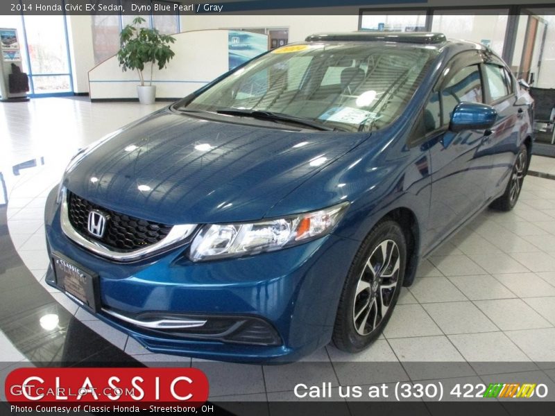 Dyno Blue Pearl / Gray 2014 Honda Civic EX Sedan