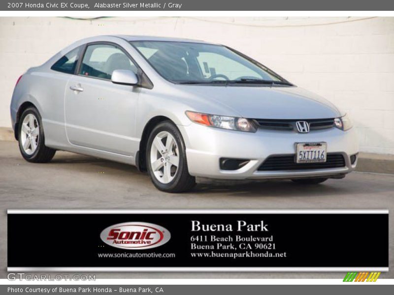 Alabaster Silver Metallic / Gray 2007 Honda Civic EX Coupe