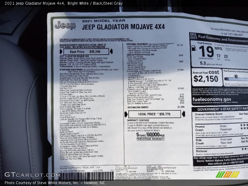 Bright White / Black/Steel Gray 2021 Jeep Gladiator Mojave 4x4