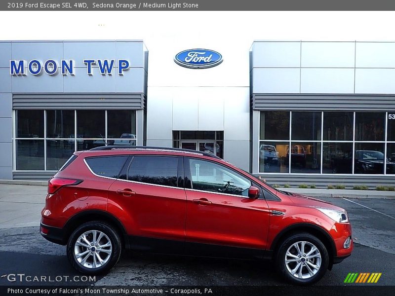 Sedona Orange / Medium Light Stone 2019 Ford Escape SEL 4WD