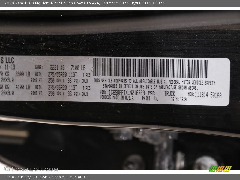 Diamond Black Crystal Pearl / Black 2020 Ram 1500 Big Horn Night Edition Crew Cab 4x4