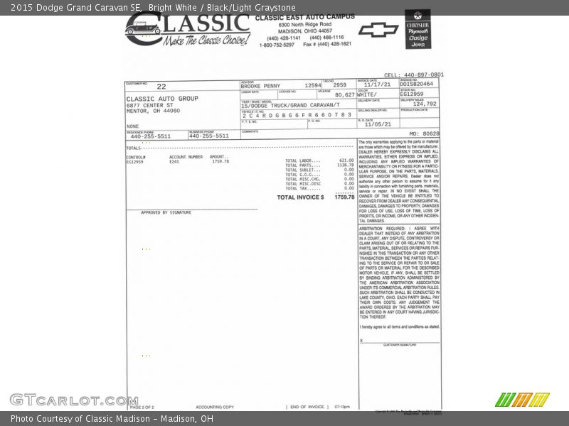 Bright White / Black/Light Graystone 2015 Dodge Grand Caravan SE