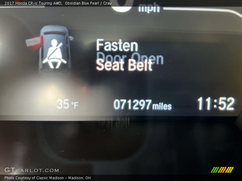 Obsidian Blue Pearl / Gray 2017 Honda CR-V Touring AWD