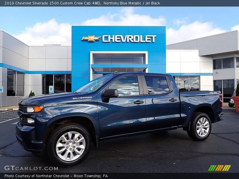 Northsky Blue Metallic / Jet Black 2019 Chevrolet Silverado 1500 Custom Crew Cab 4WD