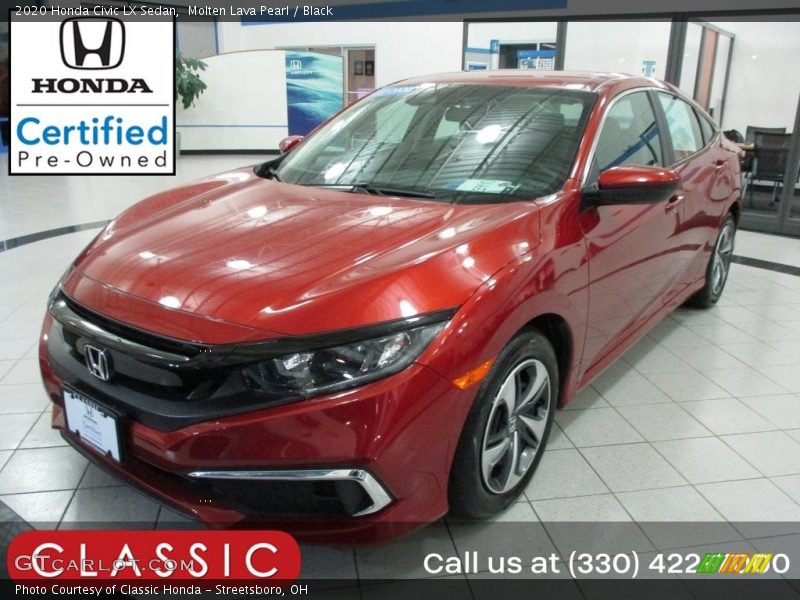 Molten Lava Pearl / Black 2020 Honda Civic LX Sedan