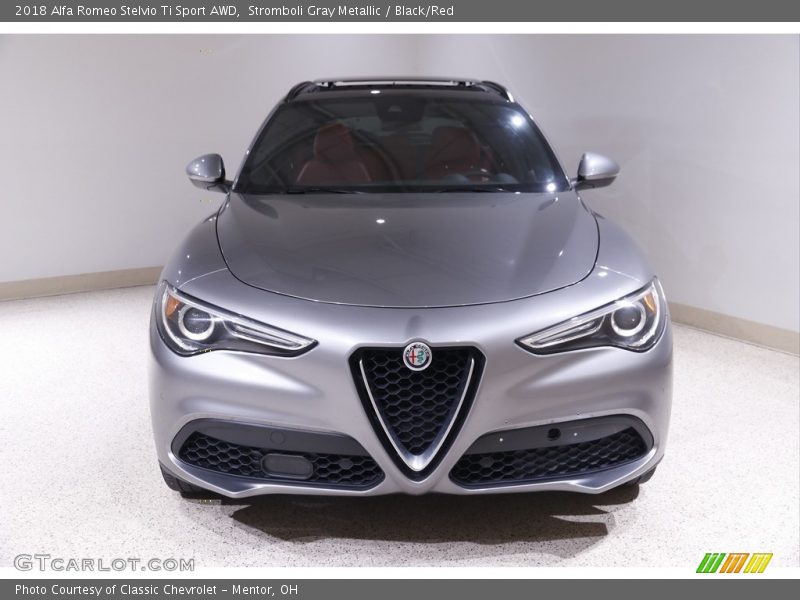 Stromboli Gray Metallic / Black/Red 2018 Alfa Romeo Stelvio Ti Sport AWD