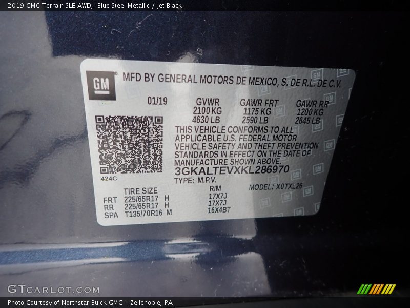 Blue Steel Metallic / Jet Black 2019 GMC Terrain SLE AWD