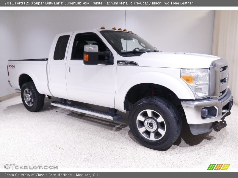 White Platinum Metallic Tri-Coat / Black Two Tone Leather 2011 Ford F250 Super Duty Lariat SuperCab 4x4