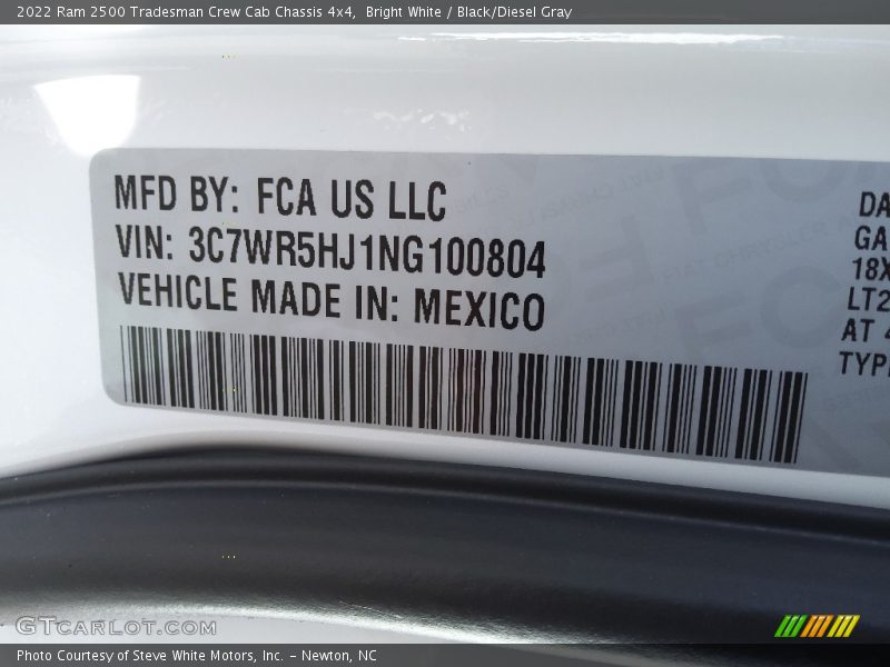 Bright White / Black/Diesel Gray 2022 Ram 2500 Tradesman Crew Cab Chassis 4x4