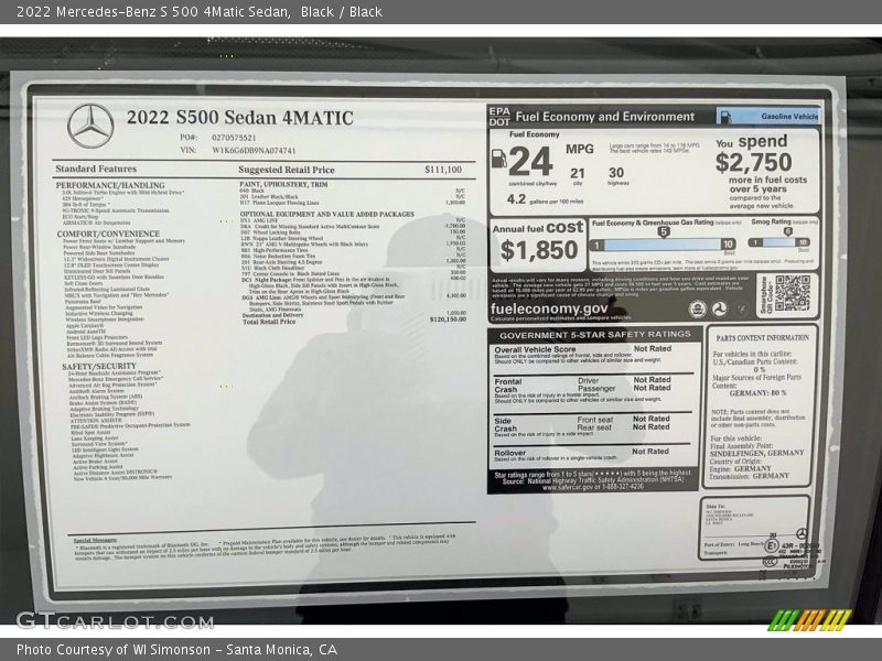 Black / Black 2022 Mercedes-Benz S 500 4Matic Sedan