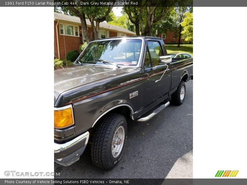 Dark Grey Metallic / Scarlet Red 1991 Ford F150 Lariat Regular Cab 4x4