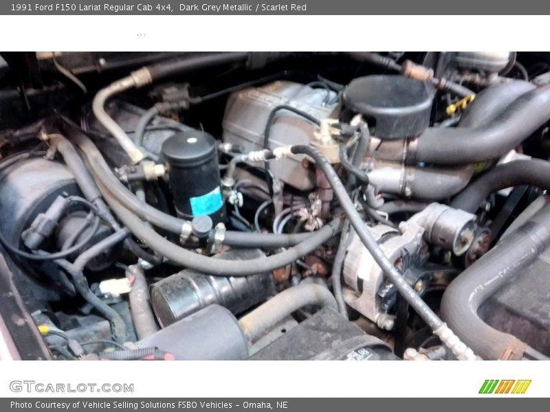 Dark Grey Metallic / Scarlet Red 1991 Ford F150 Lariat Regular Cab 4x4