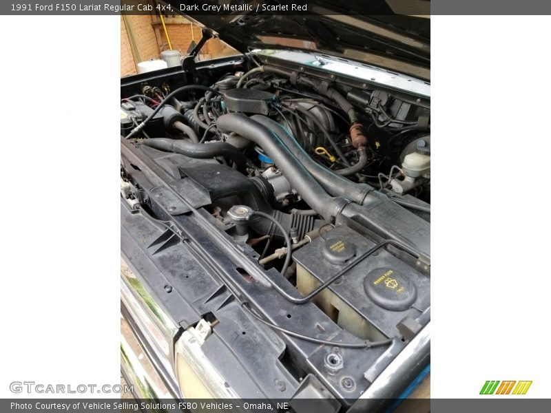 Dark Grey Metallic / Scarlet Red 1991 Ford F150 Lariat Regular Cab 4x4