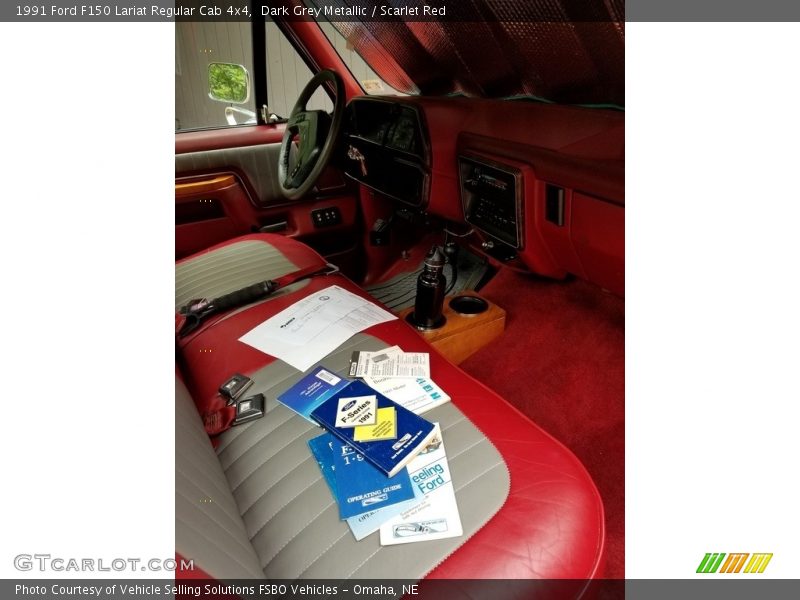Dark Grey Metallic / Scarlet Red 1991 Ford F150 Lariat Regular Cab 4x4