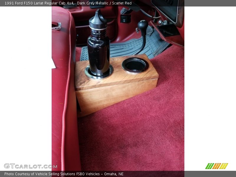 Dark Grey Metallic / Scarlet Red 1991 Ford F150 Lariat Regular Cab 4x4
