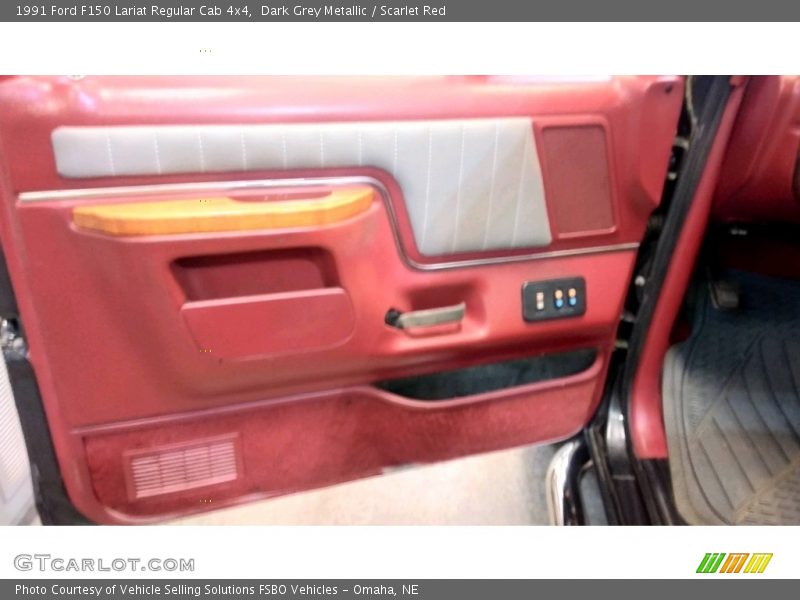 Dark Grey Metallic / Scarlet Red 1991 Ford F150 Lariat Regular Cab 4x4