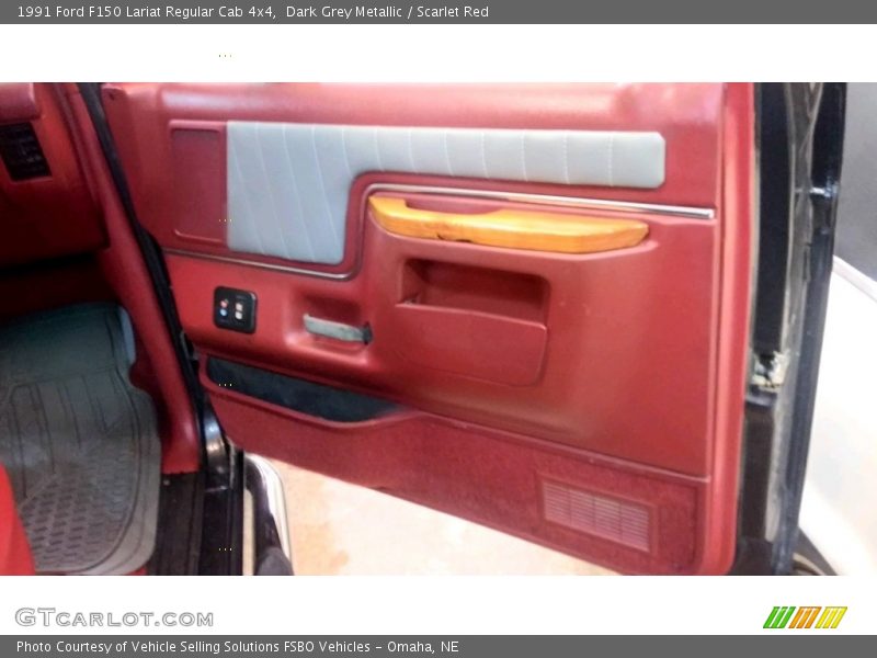 Dark Grey Metallic / Scarlet Red 1991 Ford F150 Lariat Regular Cab 4x4