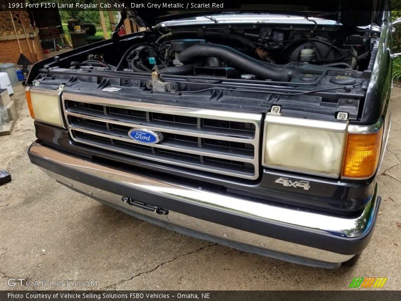 Dark Grey Metallic / Scarlet Red 1991 Ford F150 Lariat Regular Cab 4x4