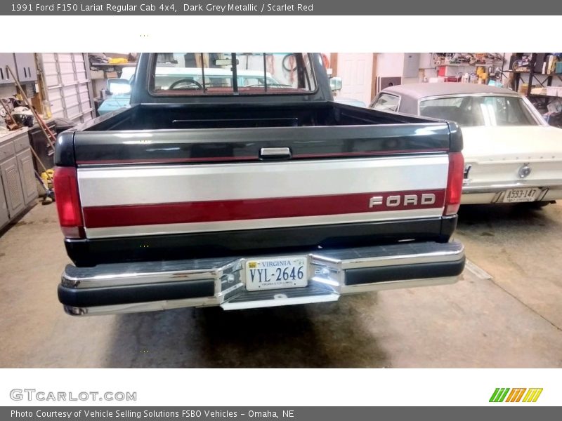 Dark Grey Metallic / Scarlet Red 1991 Ford F150 Lariat Regular Cab 4x4