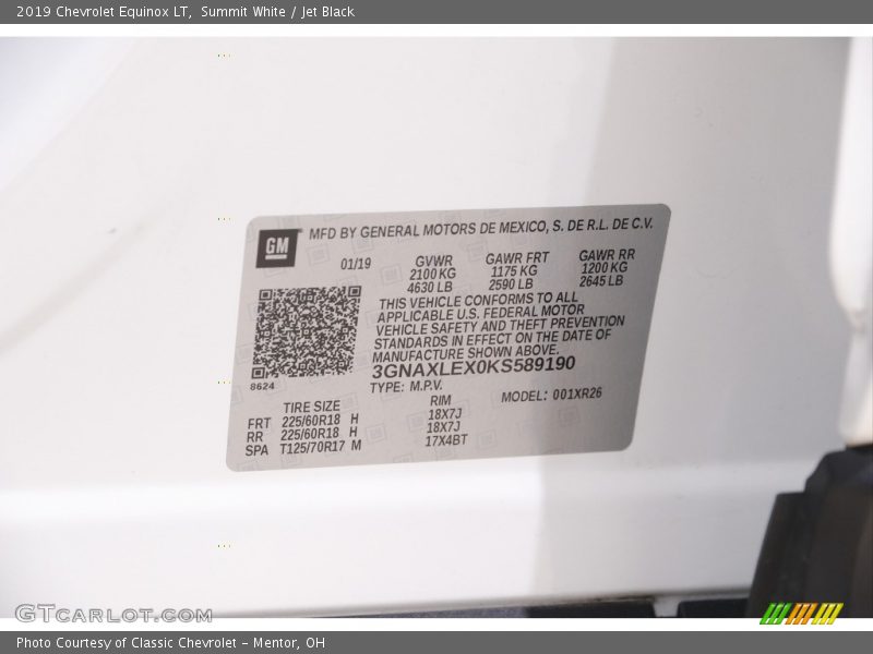 Summit White / Jet Black 2019 Chevrolet Equinox LT