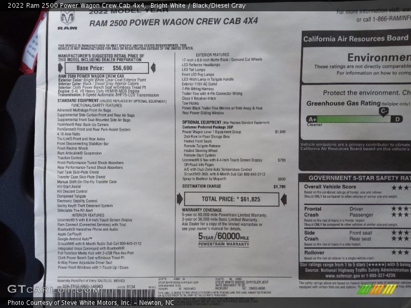 Bright White / Black/Diesel Gray 2022 Ram 2500 Power Wagon Crew Cab 4x4