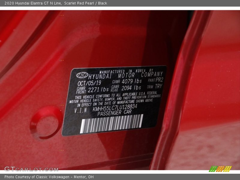 Scarlet Red Pearl / Black 2020 Hyundai Elantra GT N Line