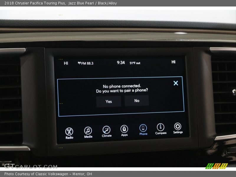 Jazz Blue Pearl / Black/Alloy 2018 Chrysler Pacifica Touring Plus