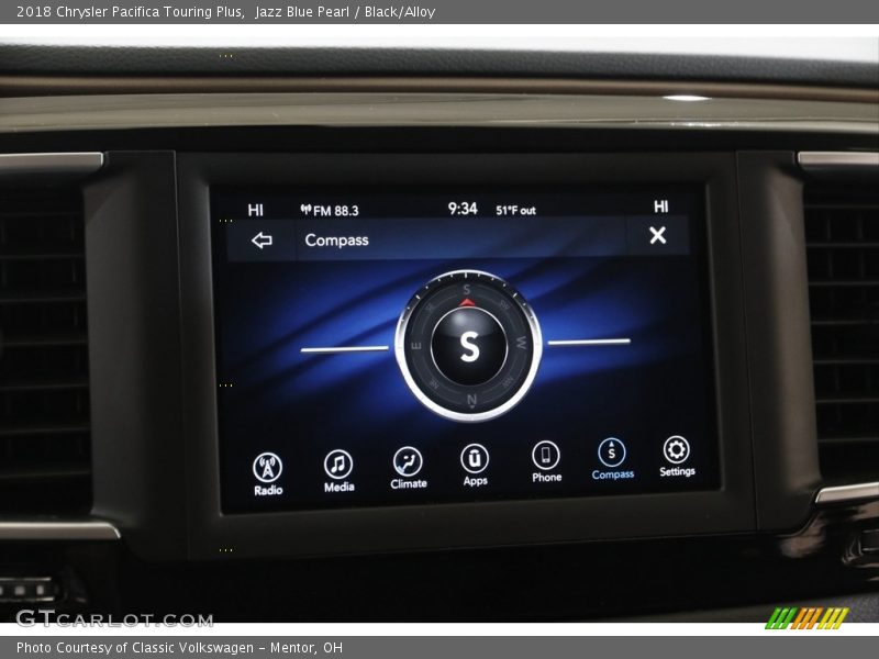 Jazz Blue Pearl / Black/Alloy 2018 Chrysler Pacifica Touring Plus