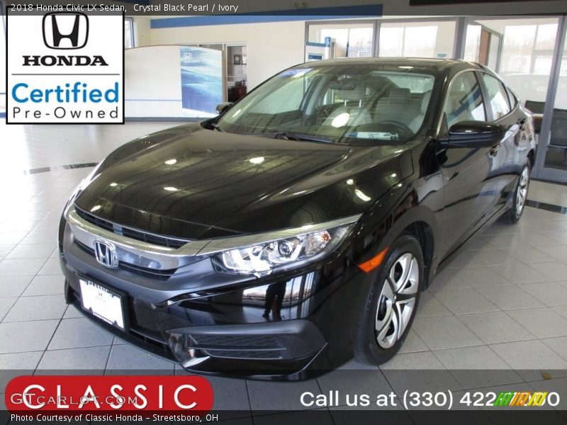 Crystal Black Pearl / Ivory 2018 Honda Civic LX Sedan