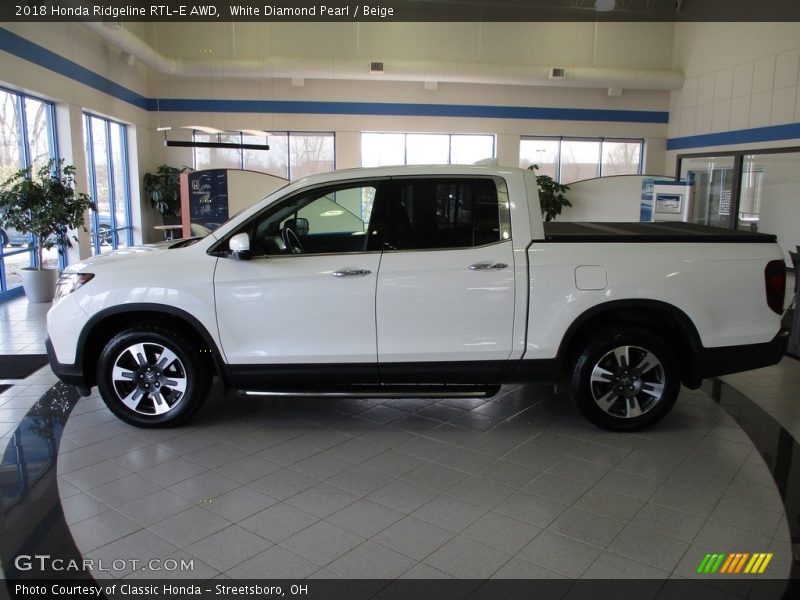 White Diamond Pearl / Beige 2018 Honda Ridgeline RTL-E AWD