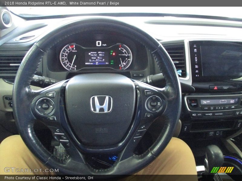 White Diamond Pearl / Beige 2018 Honda Ridgeline RTL-E AWD