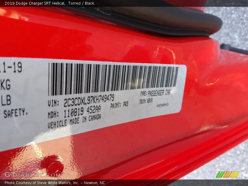 2019 Charger SRT Hellcat Torred Color Code PR3