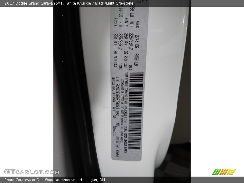 White Knuckle / Black/Light Graystone 2017 Dodge Grand Caravan SXT