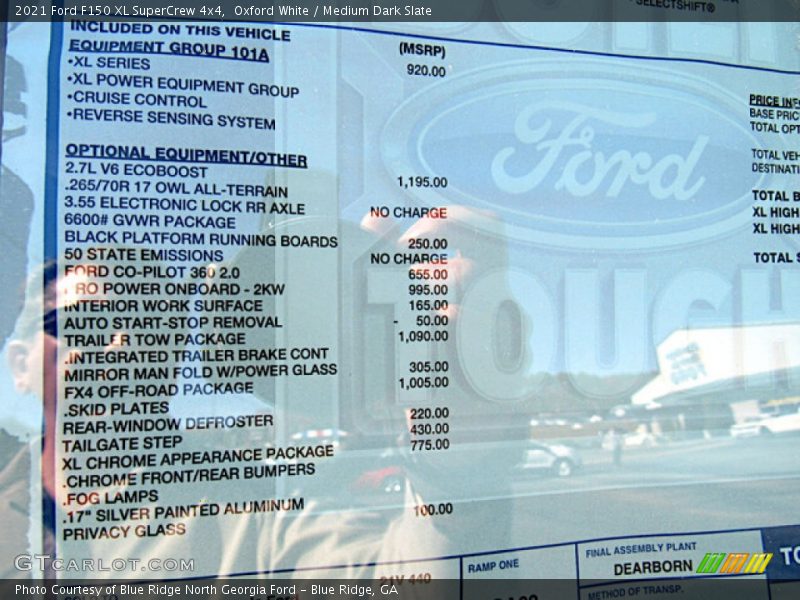  2021 F150 XL SuperCrew 4x4 Window Sticker